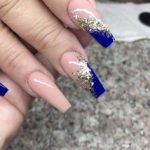 blue nude glitter acrylic