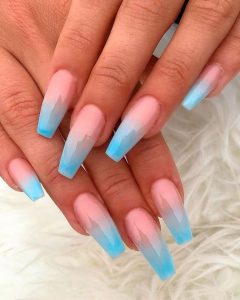ombre french with blue tip