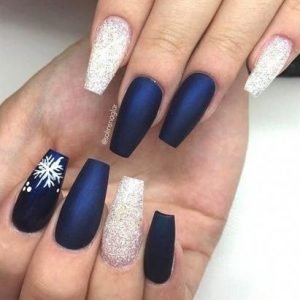 navy winter blue nails