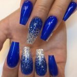 bright blue silver glitter acrylic