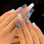 clear blue glitter ombre