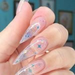 clear stiletto star glitter