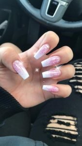 glitter pink white ombre