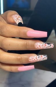 clear with pink and white flower