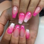 glitter pink white ombre french