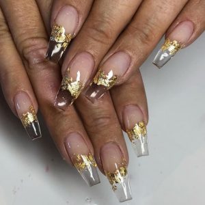 clear acrylics gold flakes