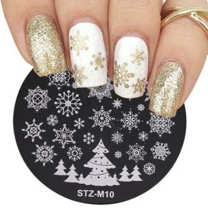 white gold glitter snow stamp
