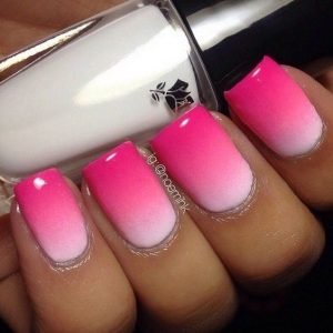 bright pink short white ombre