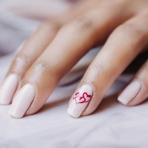 nude polish red hearts locked