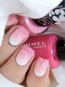 stamped pink white ombre