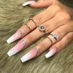 long coffin pink white ombre stone