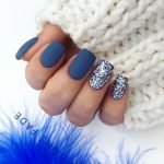 matte blue glitter dip