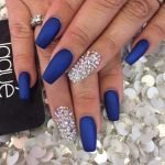 matte navy rhinestone acrylic
