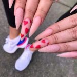 matte nude stiletto hearts red