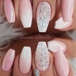 multi glitter white pink ombre