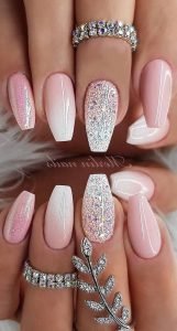 soft pink white ombre glitter