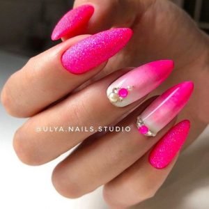 hot pink glitter fading to white