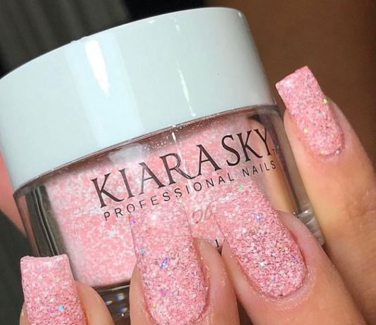 dip powder pink glitter color