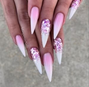 stiletto glitter fading pink