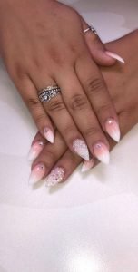 short stiletto ombre white pink