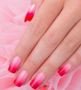 bright red pink french ombre tips