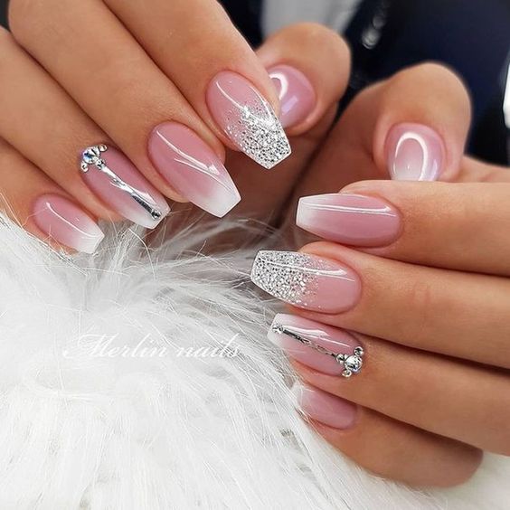 Pink and White Ombre Nails
