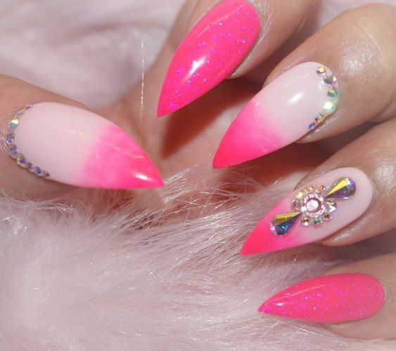 Stiletto Pink White Glam Ombre | My Blog