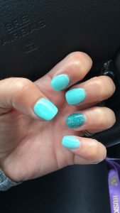 dip powder bright teal