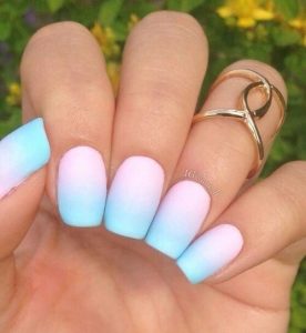 turquoise white ombre tips
