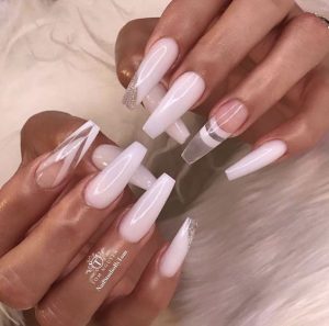 clear nails white touches