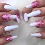 white with pink glitter ombre