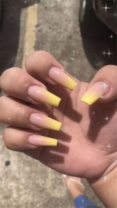 tips with yellow ombre