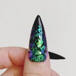 black iridescent flakes