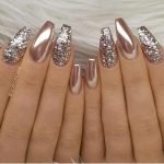 chrome glitter metallic nails