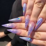 glitter hologram stiletto lavender