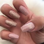 gold nude glitz nails