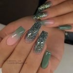 green ombre glitter nails