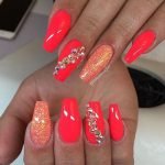 neon coral jewel nail