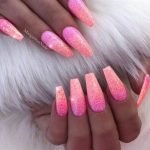 neon ombre pink glitter acrylic