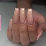 nude glitter gold acryli