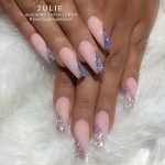 nude glitter triangle acrylci