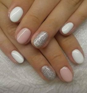 shellac glitter pink white