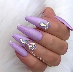 coffin lavender rhinestone glam