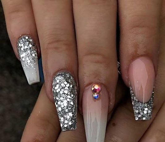 metallic silver ombre coffin