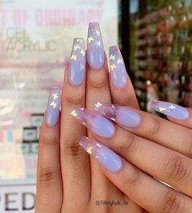 butterfly glitter ombre clear nails