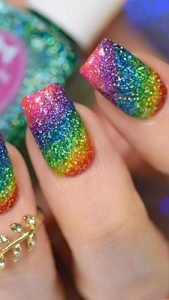 rainbow glitz nails