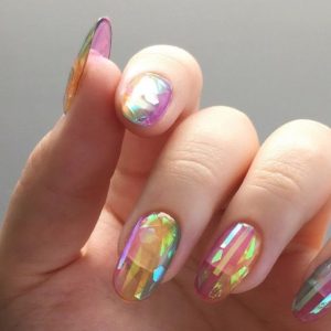 holographic finish jelly nails
