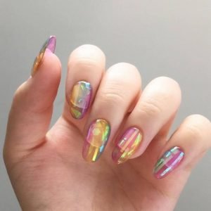 rainbow jelly nails