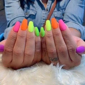 neon rainbow nails