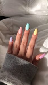 rainbow pastel color nails